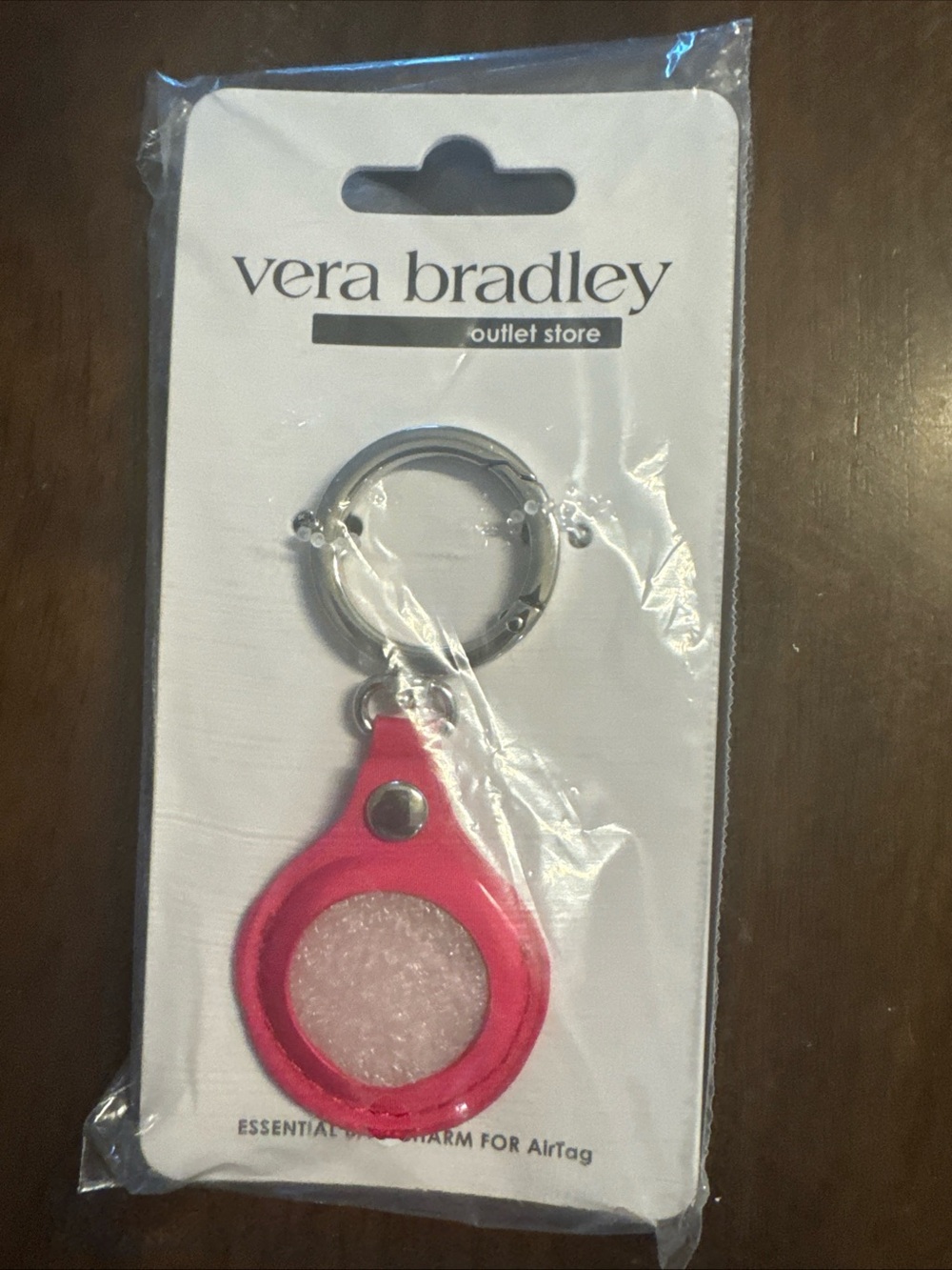 Vera Bradley Hot Pink AirTag Key Ring Holder
